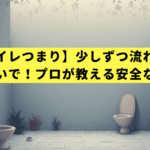 【トイレつまり】少しずつ流れる…焦らないで！プロが教える安全な直し方