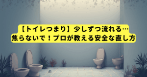 【トイレつまり】少しずつ流れる…焦らないで！プロが教える安全な直し方