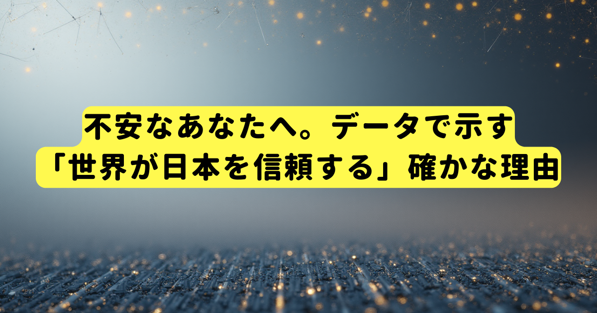 不安なあなたへ。データで示す「世界が日本を信頼する」確かな理由