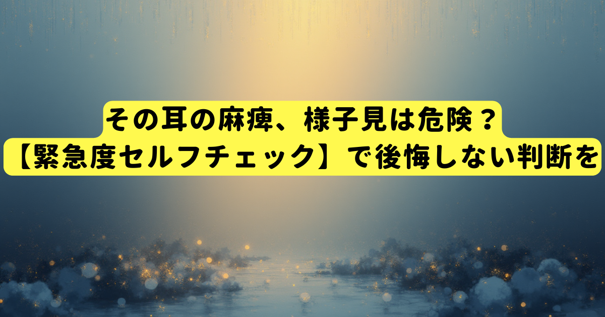 その耳の麻痺、様子見は危険？【緊急度セルフチェック】で後悔しない判断を