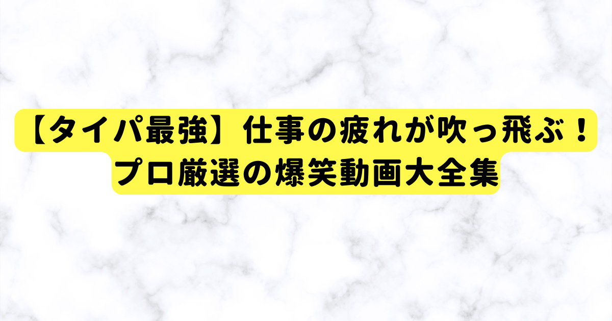 【タイパ最強】仕事の疲れが吹っ飛ぶ！プロ厳選の爆笑動画大全集