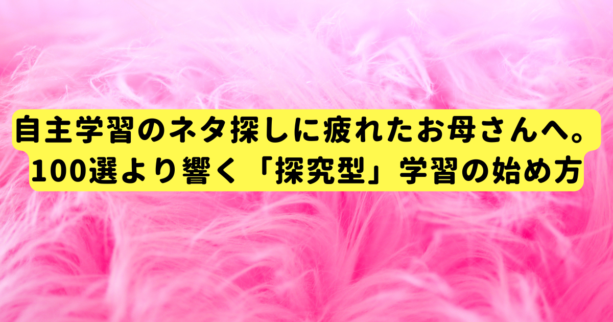 自主学習のネタ探しに疲れたお母さんへ。100選より響く「探究型」学習の始め方