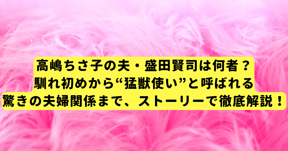 高嶋ちさ子の夫・盛田賢司は何者?馴れ初めから“猛獣使い”と呼ばれる驚きの夫婦関係まで、ストーリーで徹底解説!